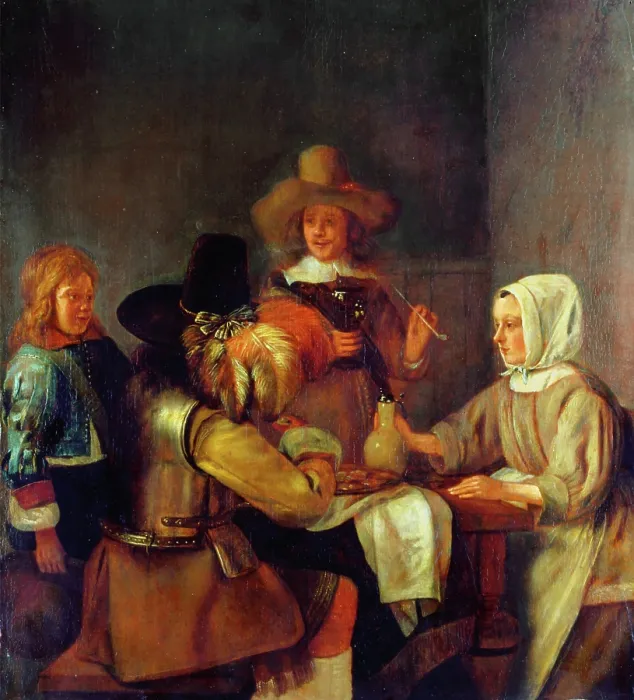 Framed Print : The Oyster Meal, between 1650 and 1655. Creator: Hendrick van der Burch