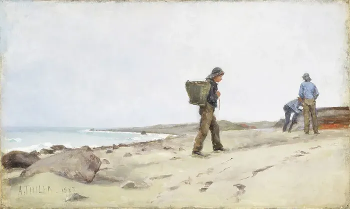 Framed Print : Oyster Pickers, 1885. Creator: Ada Thilen Framed Print : Oyster Pickers, 1885. Creator: Ada Thilen