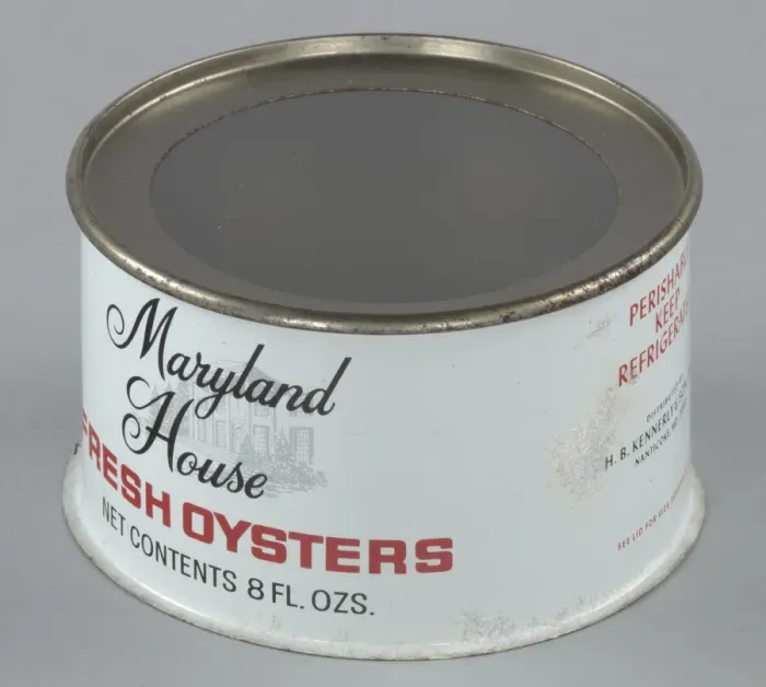 Framed Print : Oyster can used by H. B. Kennerly & Son, Inc. 1935-1950. Creator: Unknown Framed Print : Oyster can used by H. B. Kennerly & Son, Inc. 1935-1950. Creator: Unknown