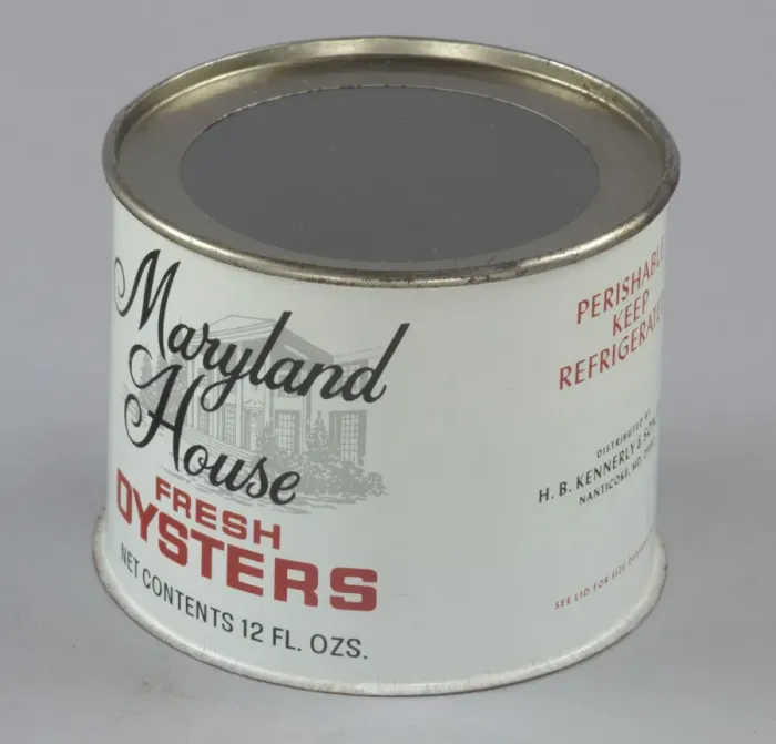 Framed Print : Oyster can used by H. B. Kennerly & Son, Inc. 1935-1950. Creator: Unknown Framed Print : Oyster can used by H. B. Kennerly & Son, Inc. 1935-1950. Creator: Unknown