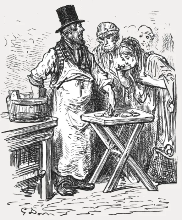 Framed Print : The Oysterman, 1872. Creator: Gustave Doré Framed Print : The Oysterman, 1872. Creator: Gustave Doré