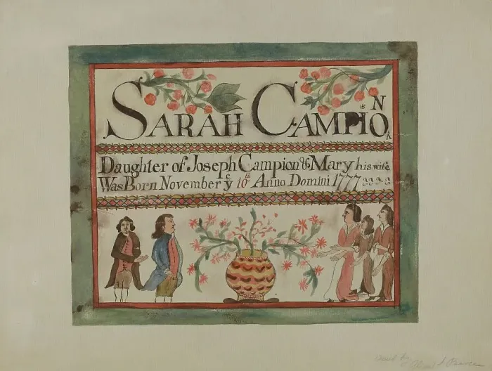 Framed Print : Pa. German Birth Certificate, c. 1936. Creators: Herbert Barnard, Glen Pearce Framed Print : Pa. German Birth Certificate, c. 1936. Creators: Herbert Barnard, Glen Pearce