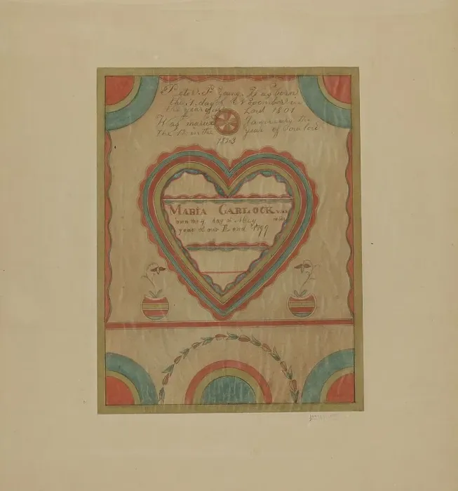 Framed Print : Pa. German Birth Certificate, c. 1939. Creator: John Wilkes