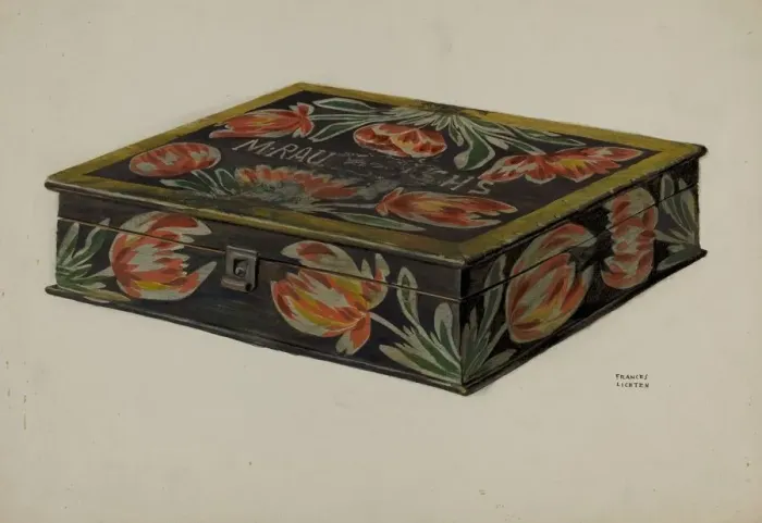 Framed Print : Pa. German Box, c. 1937. Creator: Frances Lichten Framed Print : Pa. German Box, c. 1937. Creator: Frances Lichten
