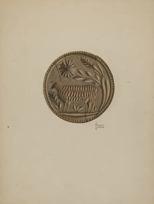 Framed Print : Pa. German Butter Mold, c. 1938. Creator: Albert J. Levone Framed Print : Pa. German Butter Mold, c. 1938. Creator: Albert J. Levone