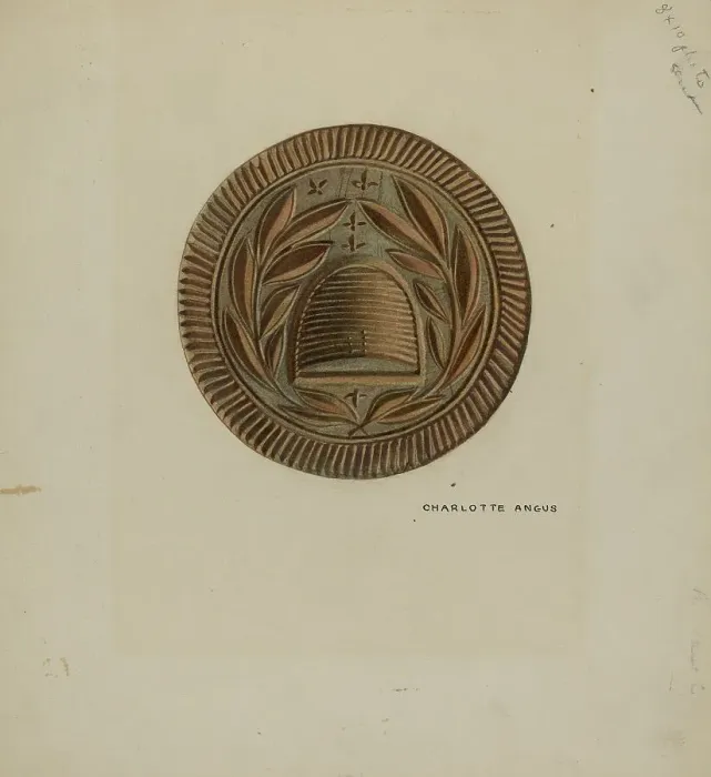 Framed Print : Pa. German Butter Mold, c. 1938. Creator: Charlotte Angus