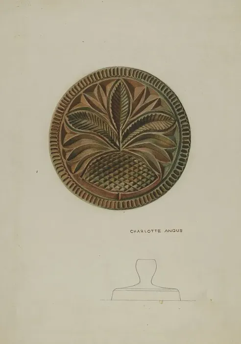 Framed Print : Pa. German Butter Mold, c. 1938. Creator: Charlotte Angus Framed Print : Pa. German Butter Mold, c. 1938. Creator: Charlotte Angus