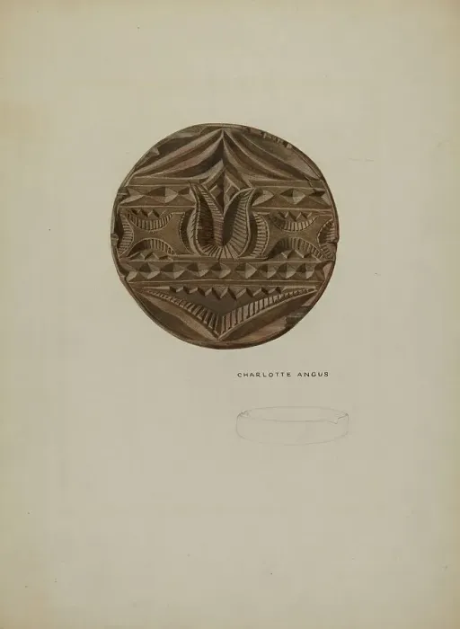 Framed Print : Pa. German Butter Mold, c. 1938. Creator: Charlotte Angus