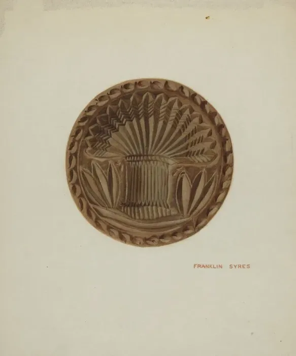 Framed Print : Pa. German Butter Mold, c. 1939. Creator: Franklyn Syres Framed Print : Pa. German Butter Mold, c. 1939. Creator: Franklyn Syres