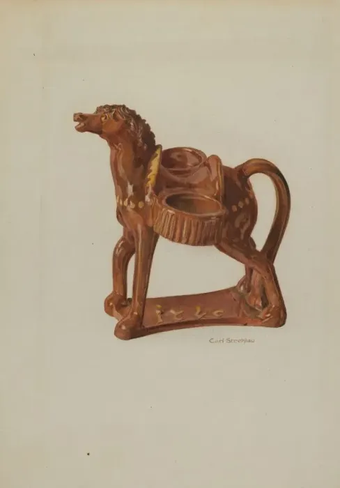 Framed Print : Pa. German Ceramic Horse, c. 1938. Creator: Carl Strehlau Framed Print : Pa. German Ceramic Horse, c. 1938. Creator: Carl Strehlau