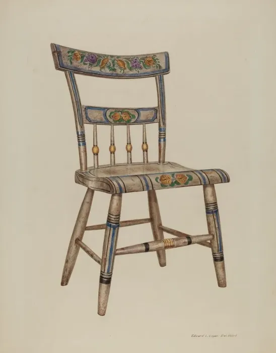 Framed Print : Pa. German Chair, 1937. Creator: Edward L Loper Framed Print : Pa. German Chair, 1937. Creator: Edward L Loper