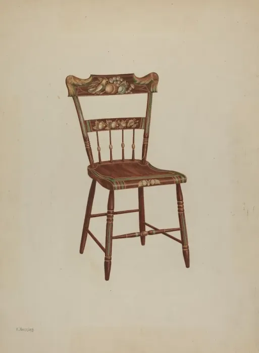 Framed Print : Pa. German Chair, c. 1939. Creator: Charles Henning Framed Print : Pa. German Chair, c. 1939. Creator: Charles Henning