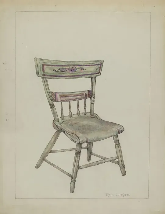 Framed Print : Pa. German Chair, c. 1940. Creator: Rosa Burger Framed Print : Pa. German Chair, c. 1940. Creator: Rosa Burger