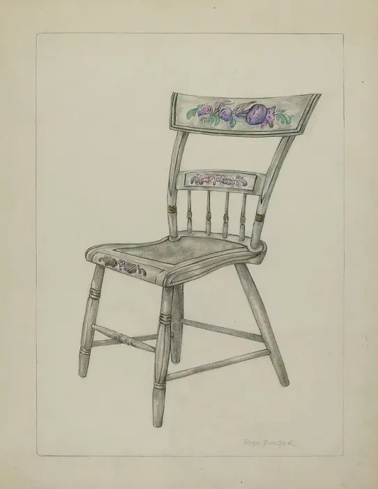 Framed Print : Pa. German Chair, c. 1940. Creator: Rosa Burger Framed Print : Pa. German Chair, c. 1940. Creator: Rosa Burger
