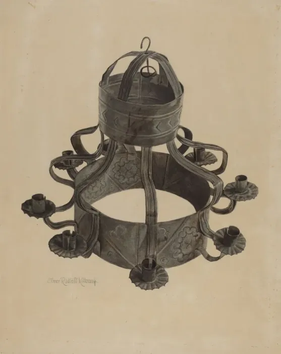 Framed Print : Pa. German Chandelier, 1935 / 1942. Creator: Elmer R. Kottcamp Framed Print : Pa. German Chandelier, 1935 / 1942. Creator: Elmer R. Kottcamp