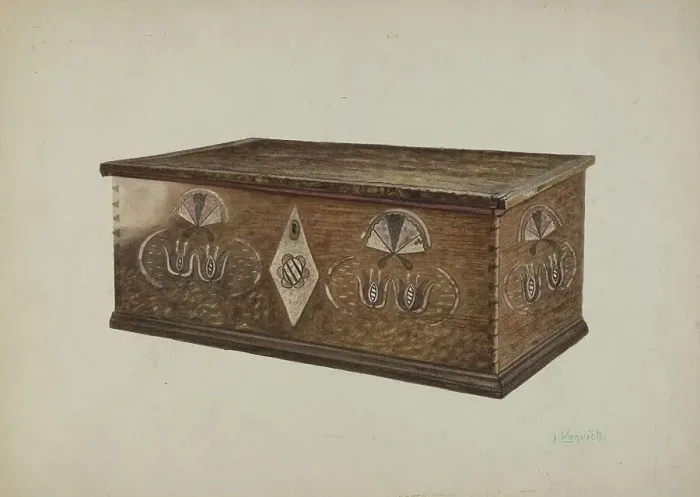 Framed Print : Pa. German Chest, 1935 / 1942. Creator: Luther D. Wenrich Framed Print : Pa. German Chest, 1935 / 1942. Creator: Luther D. Wenrich