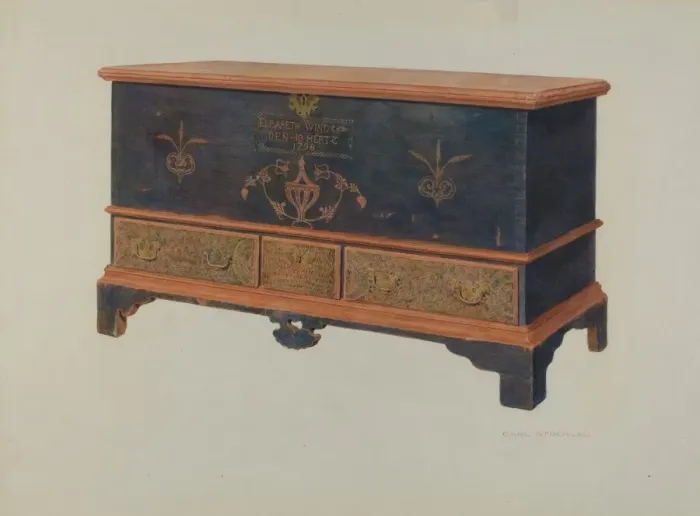 Framed Print : Pa. German Chest, 1939. Creator: Carl Strehlau Framed Print : Pa. German Chest, 1939. Creator: Carl Strehlau