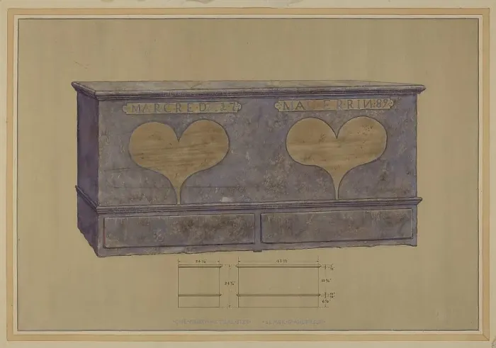 Framed Print : Pa. German Chest, c. 1936. Creator: Elmer G Anderson Framed Print : Pa. German Chest, c. 1936. Creator: Elmer G Anderson