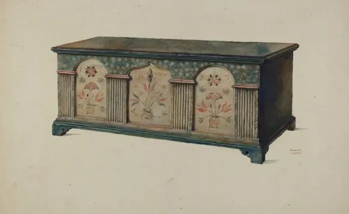 Framed Print : Pa. German Chest, c. 1936. Creator: Frances Lichten Framed Print : Pa. German Chest, c. 1936. Creator: Frances Lichten