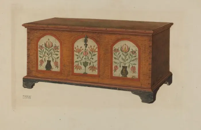 Framed Print : Pa. German Chest, c. 1938. Creator: Frances Lichten Framed Print : Pa. German Chest, c. 1938. Creator: Frances Lichten
