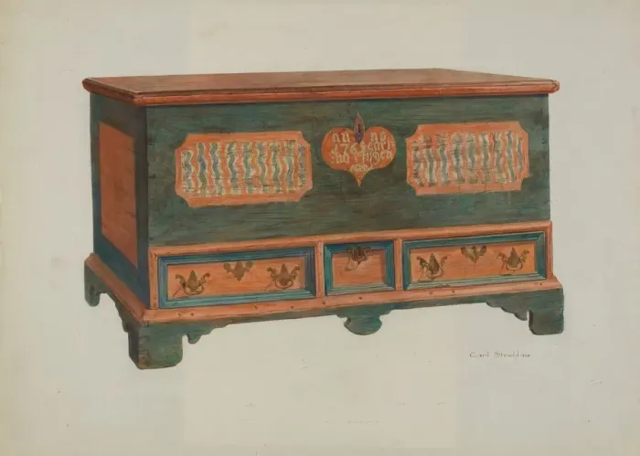 Framed Print : Pa. German Chest, c. 1940. Creator: Carl Strehlau Framed Print : Pa. German Chest, c. 1940. Creator: Carl Strehlau