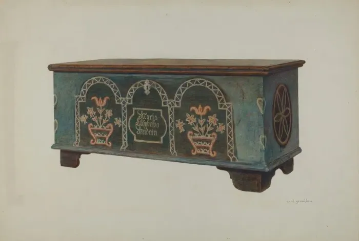 Framed Print : Pa. German Chest, c. 1940. Creator: Carl Strehlau Framed Print : Pa. German Chest, c. 1940. Creator: Carl Strehlau