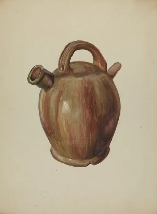 Framed Print : Pa. German Cider Jug, c. 1938. Creator: Charles T. Smith Framed Print : Pa. German Cider Jug, c. 1938. Creator: Charles T. Smith