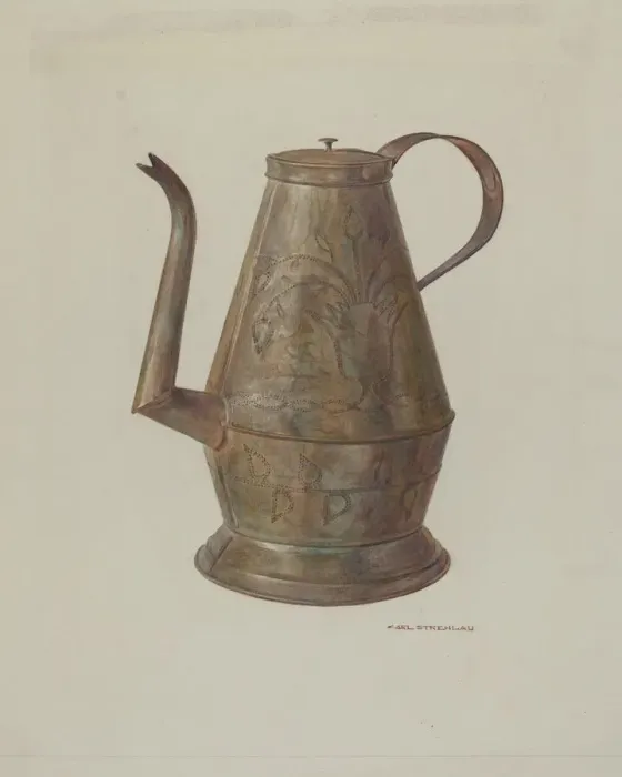Framed Print : Pa. German Coffee Pot, c. 1939. Creator: Carl Strehlau Framed Print : Pa. German Coffee Pot, c. 1939. Creator: Carl Strehlau
