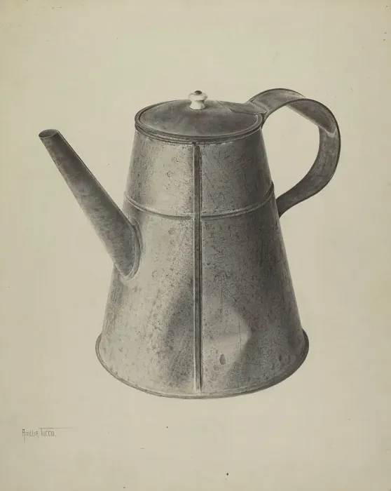 Framed Print : Pa. German Coffee Pot, c. 1939. Creator: Amelia Tuccio Framed Print : Pa. German Coffee Pot, c. 1939. Creator: Amelia Tuccio