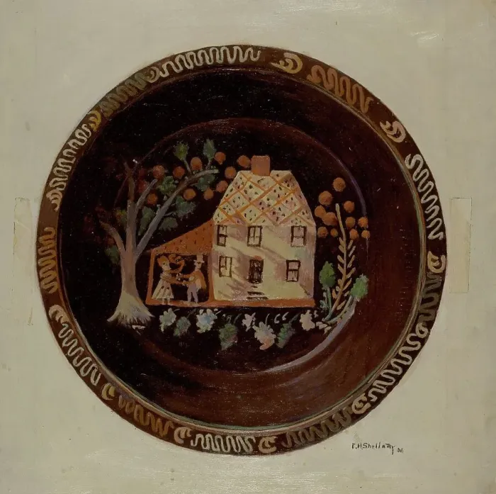 Framed Print : Pa. German Deep Dish, 1938. Creator: Eugene Shellady Framed Print : Pa. German Deep Dish, 1938. Creator: Eugene Shellady