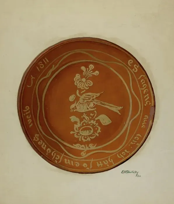Framed Print : Pa. German Dish, 1936. Creator: Eugene Shellady Framed Print : Pa. German Dish, 1936. Creator: Eugene Shellady