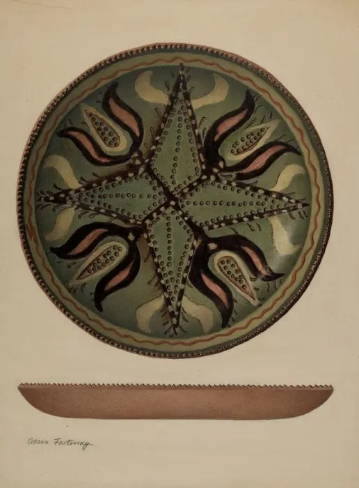 Framed Print : Pa. German Dish, c. 1941. Creator: Aaron Fastovsky Framed Print : Pa. German Dish, c. 1941. Creator: Aaron Fastovsky