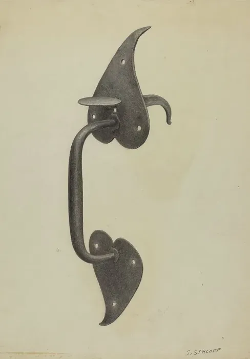 Framed Print : Pa. German Door Handle, c. 1938. Creator: Jack Staloff Framed Print : Pa. German Door Handle, c. 1938. Creator: Jack Staloff