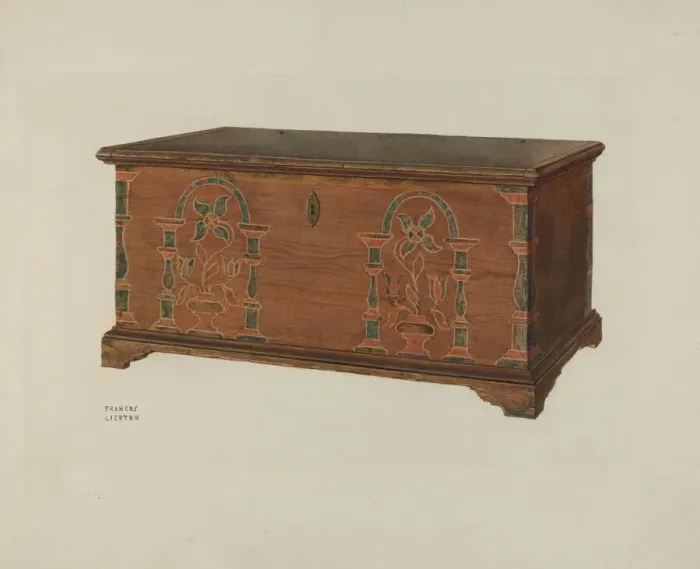 Framed Print : Pa. German Dower Chest, 1935 / 1942. Creator: Frances Lichten Framed Print : Pa. German Dower Chest, 1935 / 1942. Creator: Frances Lichten