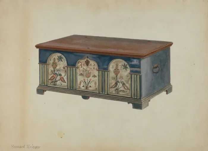 Framed Print : Pa. German Dower Chest, c. 1936. Creator: Bernard Krieger Framed Print : Pa. German Dower Chest, c. 1936. Creator: Bernard Krieger