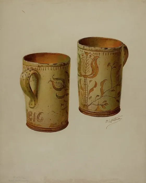 Framed Print : Pa. German Drinking Mug, c. 1938. Creator: William L. Antrim Framed Print : Pa. German Drinking Mug, c. 1938. Creator: William L. Antrim