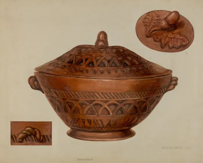 Framed Print : Pa. German Earthenware Bowl, c. 1938. Creator: Jessica Price Framed Print : Pa. German Earthenware Bowl, c. 1938. Creator: Jessica Price