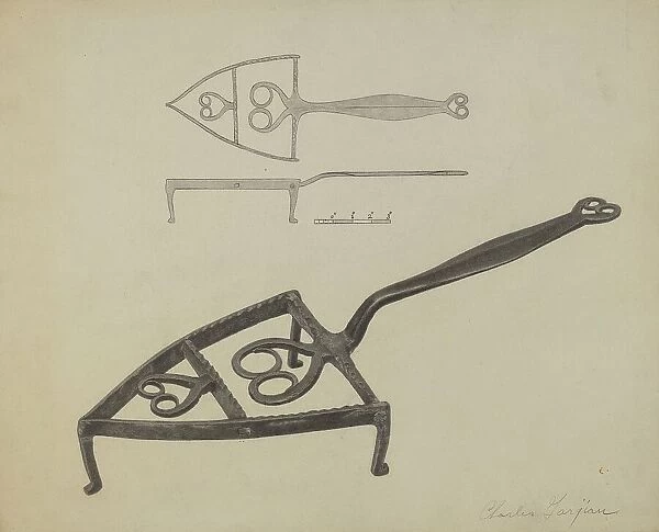 Pa. German Flat-iron Holder, c. 1938. Creator: Charles Garjian