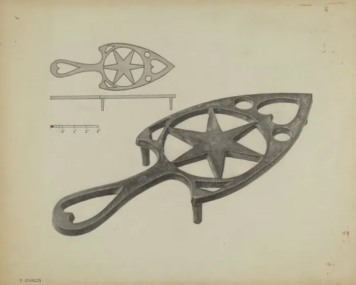 Framed Print : Pa. German Flat-iron Holder, c. 1937. Creator: Philip Johnson Framed Print : Pa. German Flat-iron Holder, c. 1937. Creator: Philip Johnson