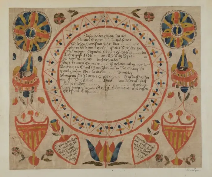 Framed Print : Pa. German Fraktur, 1935 / 1942. Creator: Albert J. Levone Framed Print : Pa. German Fraktur, 1935 / 1942. Creator: Albert J. Levone