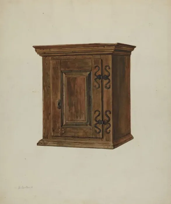 Framed Print : Pa. German Hanging Cupboard, c. 1938. Creator: David Dorfman Framed Print : Pa. German Hanging Cupboard, c. 1938. Creator: David Dorfman