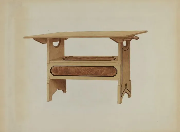 Framed Print : Pa. German Hutch Table, c. 1936. Creator: Rex F Bush Framed Print : Pa. German Hutch Table, c. 1936. Creator: Rex F Bush