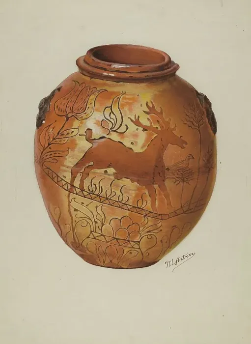 Framed Print : Pa. German Jar, c. 1937. Creator: William L. Antrim Framed Print : Pa. German Jar, c. 1937. Creator: William L. Antrim