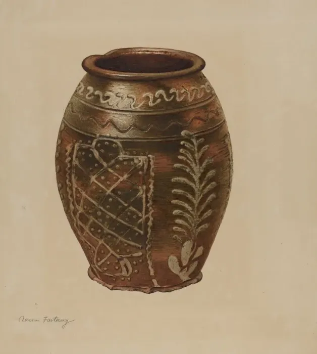Framed Print : Pa. German Jar, c. 1939. Creator: Aaron Fastovsky Framed Print : Pa. German Jar, c. 1939. Creator: Aaron Fastovsky