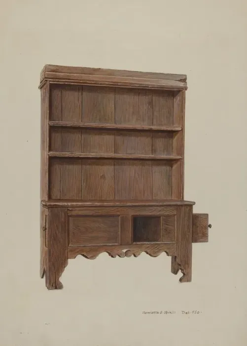 Framed Print : Pa. German Pewter Cupboard, c. 1939. Creator: Henrietta S. Hukill Framed Print : Pa. German Pewter Cupboard, c. 1939. Creator: Henrietta S. Hukill