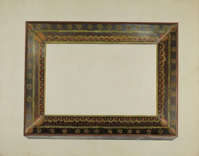 Framed Print : Pa. German Picture Frame, c. 1940. Creator: Raymond McGough Framed Print : Pa. German Picture Frame, c. 1940. Creator: Raymond McGough