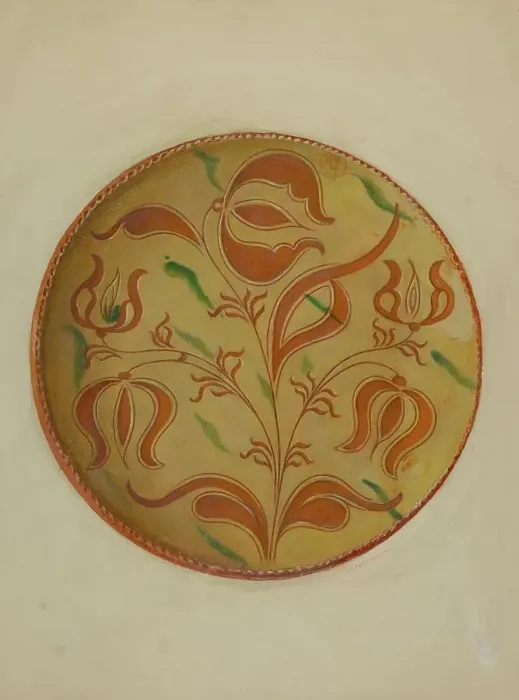 Framed Print : Pa. German Pie Dish, c. 1936. Creator: Max Soltmann Framed Print : Pa. German Pie Dish, c. 1936. Creator: Max Soltmann