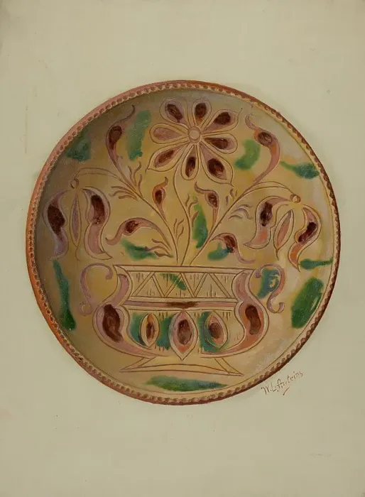 Framed Print : Pa. German Pie Dish, c. 1937. Creator: William L. Antrim Framed Print : Pa. German Pie Dish, c. 1937. Creator: William L. Antrim