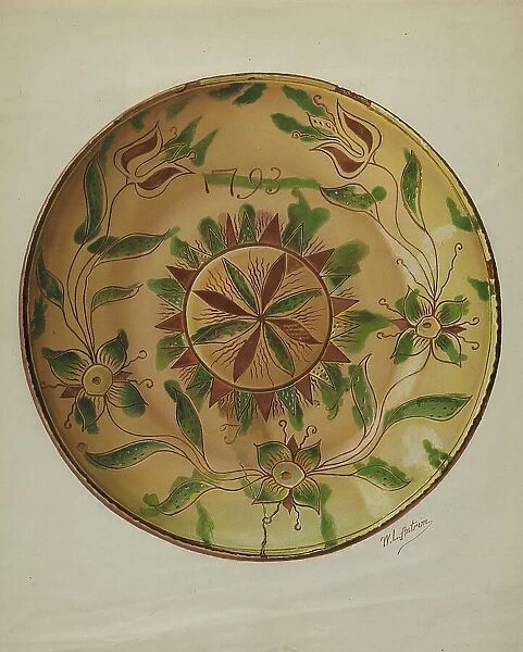Pa. German Pie Plate, c. 1936. Creator: William L. Antrim