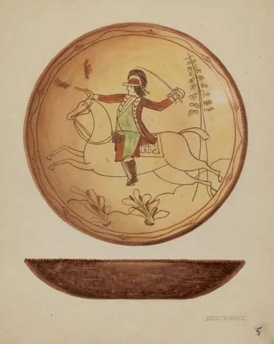 Framed Print : Pa. German Pie Plate, c. 1937. Creator: Jessica Price Framed Print : Pa. German Pie Plate, c. 1937. Creator: Jessica Price